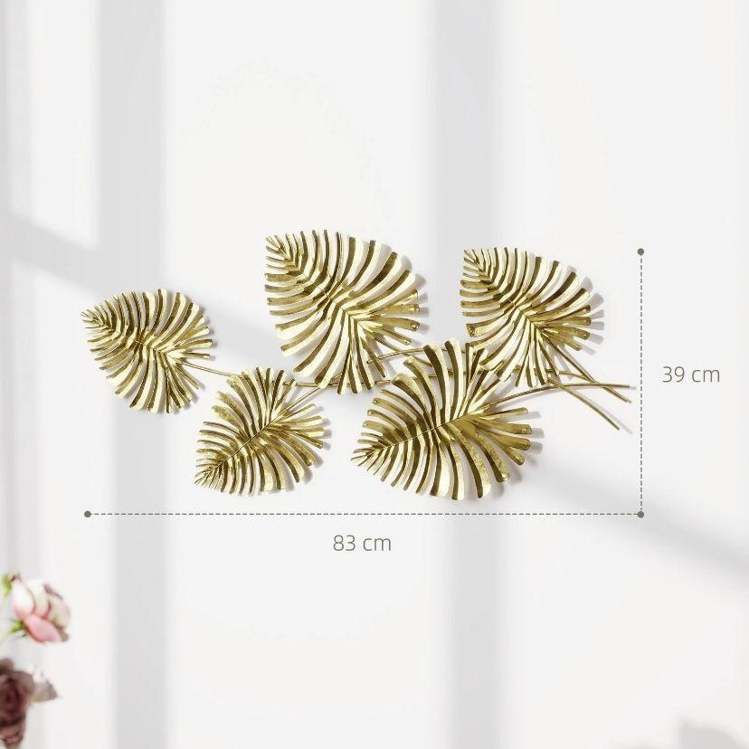 Metall Wandbild Monstera Gold Wanddeko Blätter