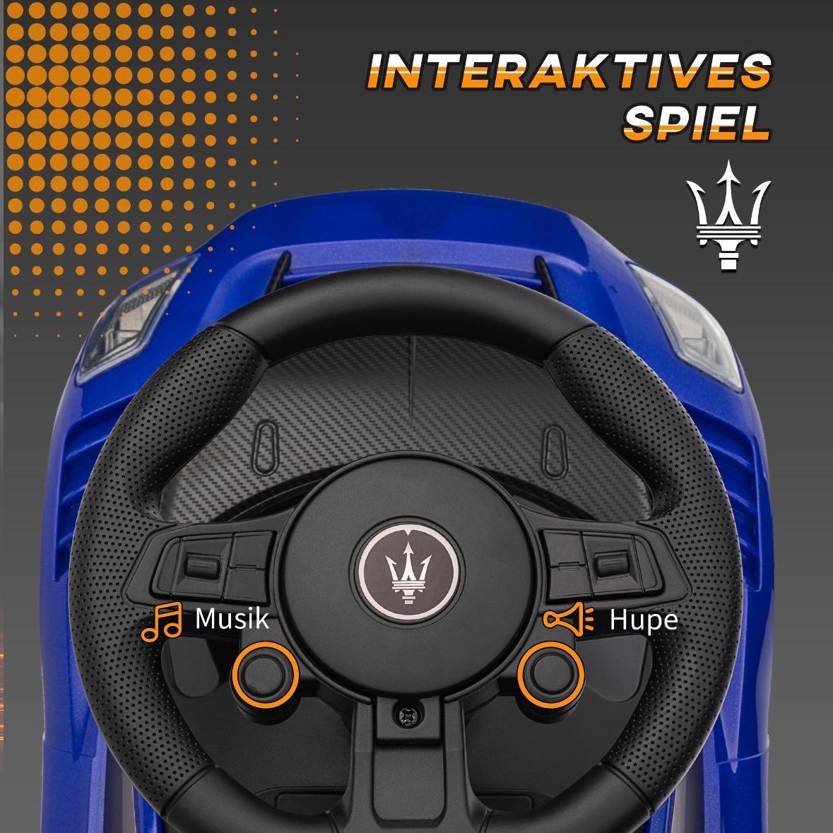 Maserati GT2 Kinder Rutschauto mit Musik & Stauraum