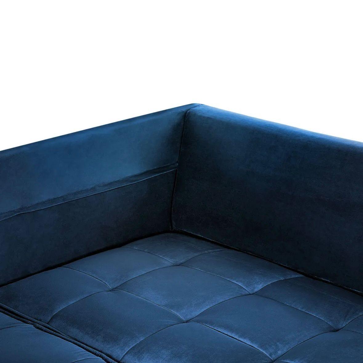 Ecksofa Samt 3 Sitzer Marineblau