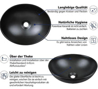 Aufsatzwaschbecken Schwarz Oval 40 × 33 cm Keramik