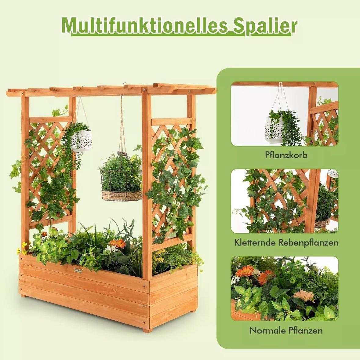 Hochbeet Holz mit Spalier Pflanzkasten Garten Balkon