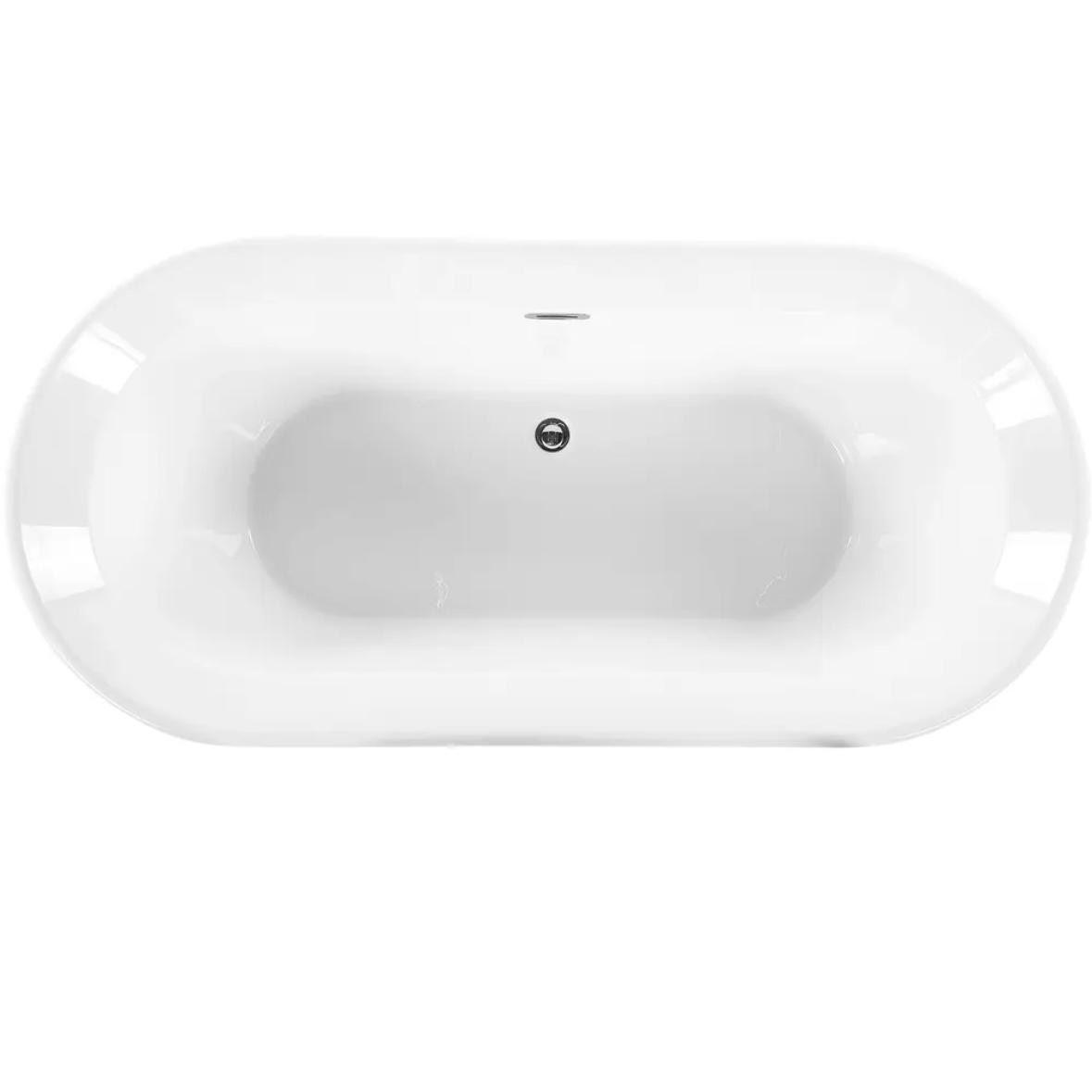 Freistehende Badewanne 170cm Weiß Acryl Oval mit Überlauf 220L