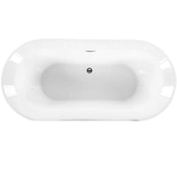 Freistehende Badewanne 170cm Weiß Acryl Oval mit Überlauf 220L