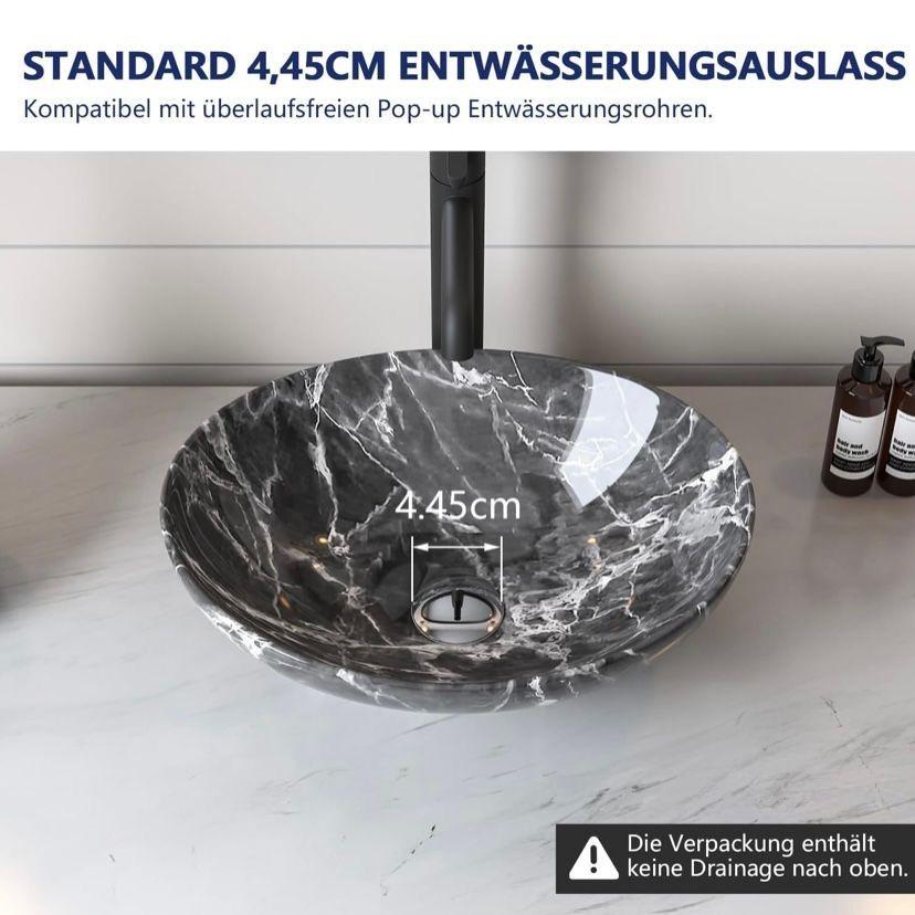 Aufsatzwaschbecken Keramik Grau Streifen Ovales Waschbecken