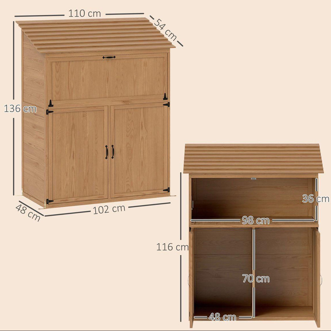 Gartenschrank Holz Outdoor Schrank mit Klapptisch Gartenbar