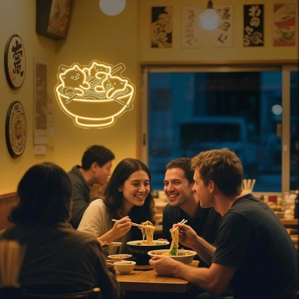 LED Neon Schild Katzen Ramen