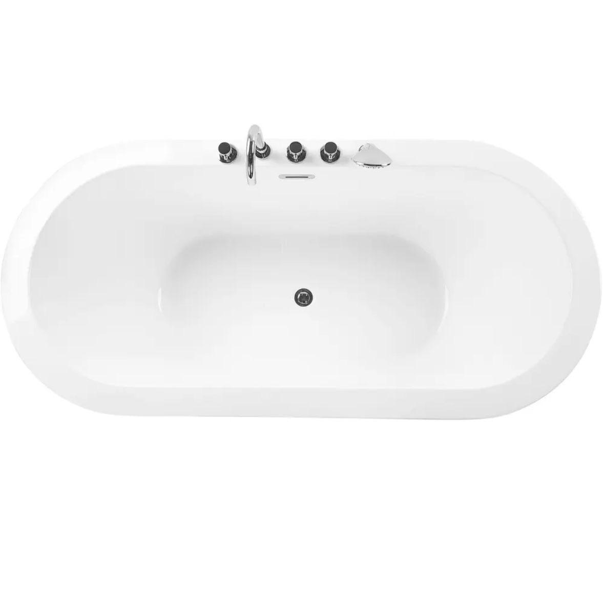 Freistehende Badewanne 170×80cm Ovale Acrylwanne mit Armatur & Überlauf