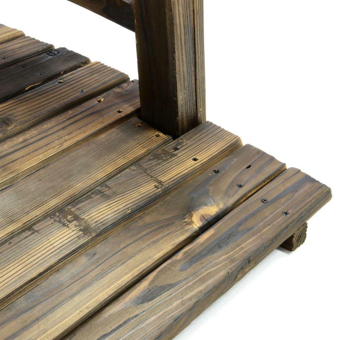 XXL Holzbrücke 150cm Dekobrücke aus massivem Nadelholz mit Handlauf