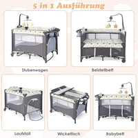5in1 Babybett mit Wickeltisch & Beistellfunktion