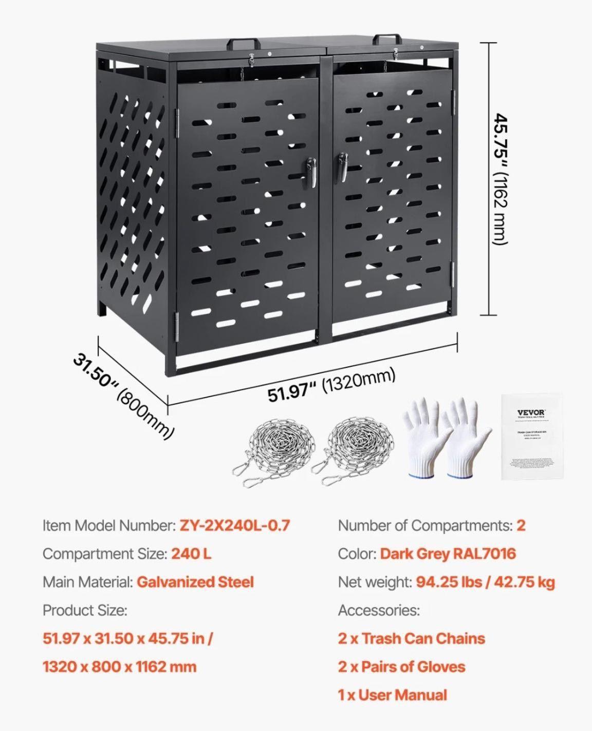 Mülltonnenbox 2x240L Mülltonnen Müllbox Tonnen