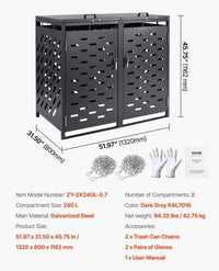 Mülltonnenbox 2x240L Mülltonnen Müllbox Tonnen