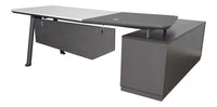Chef-Schreibtisch 220×180cm Managerschreibtisch Kunstleder