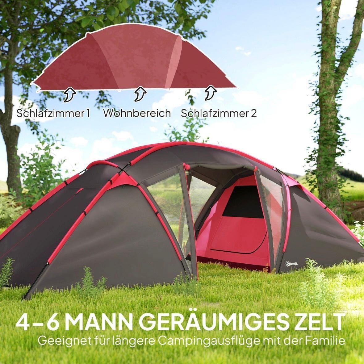 Tunnelzelt für 4–6 Personen – Familienzelt mit 2 Schlafkabinen & Wohnbereich
