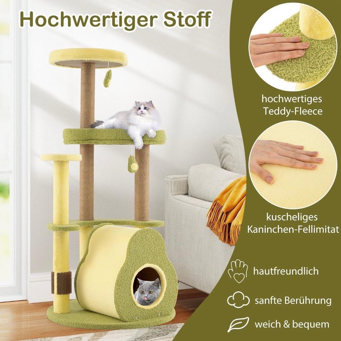 Mehrstöckiger Kratzbaum mit Katzenhaus & Avocado-Plattform