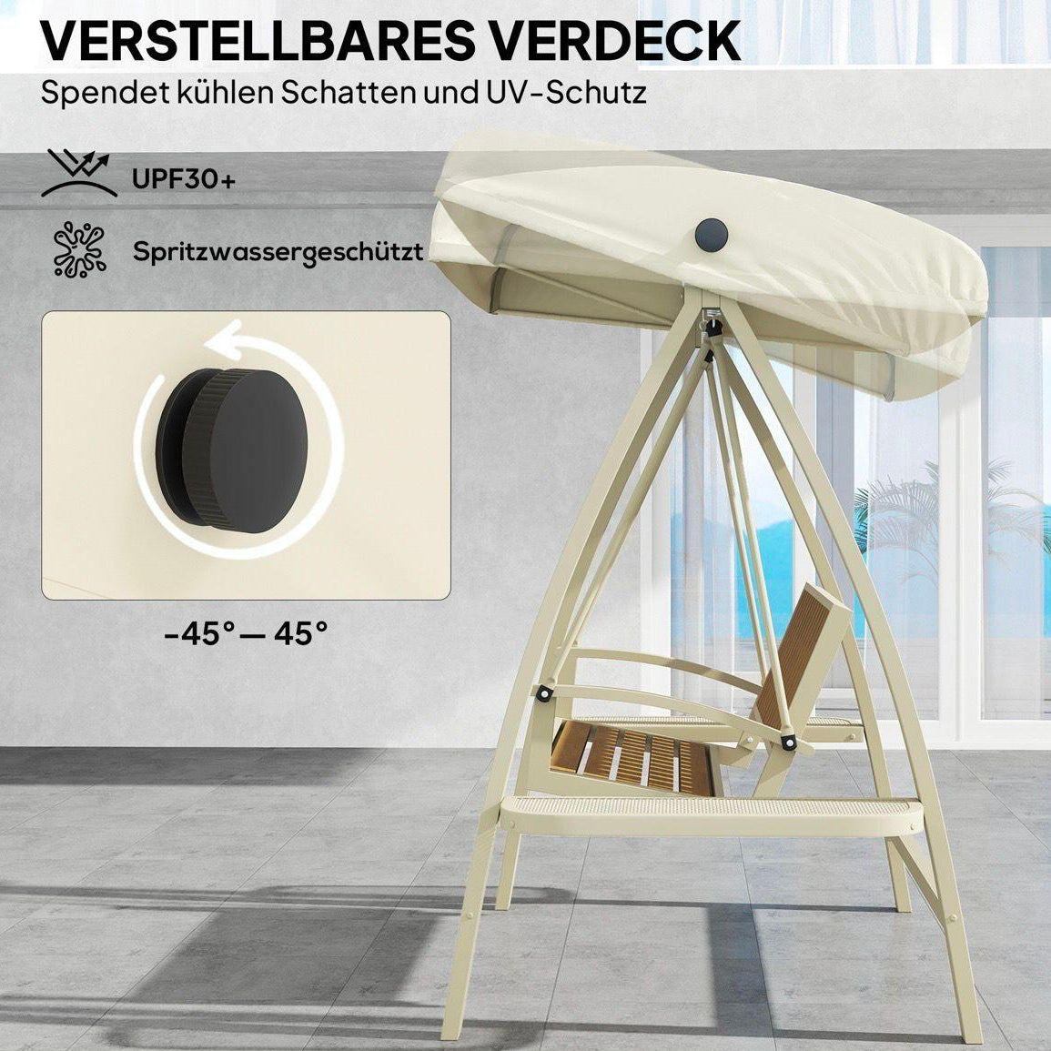 Gartenschaukel 2 Sitzer mit Dach & Seitentischen
