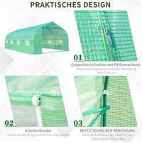 Foliengewächshaus 5,95x3m begehbar Garten Gewächshaus Stahlrahmen PE Folie