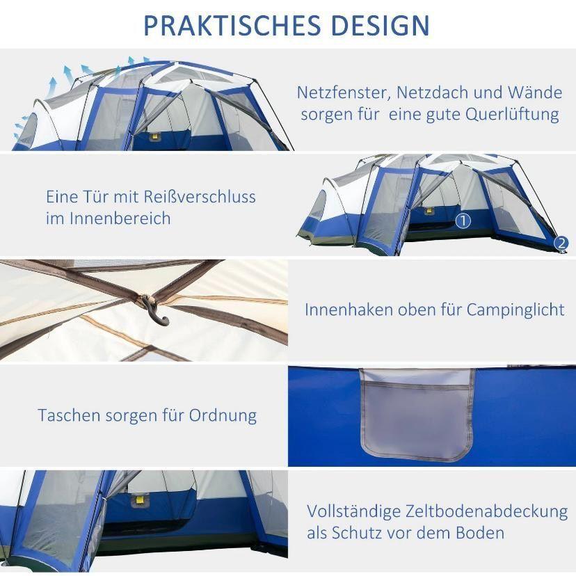 Familienzelt für 6–8 Personen – mit 2 Schlafkabinen & Vorraum