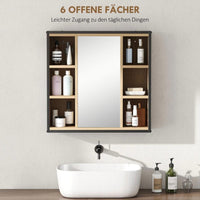 Badezimmer Spiegelschrank Industrial Schwarz Wandschrank mit Spiegel & Stauraum