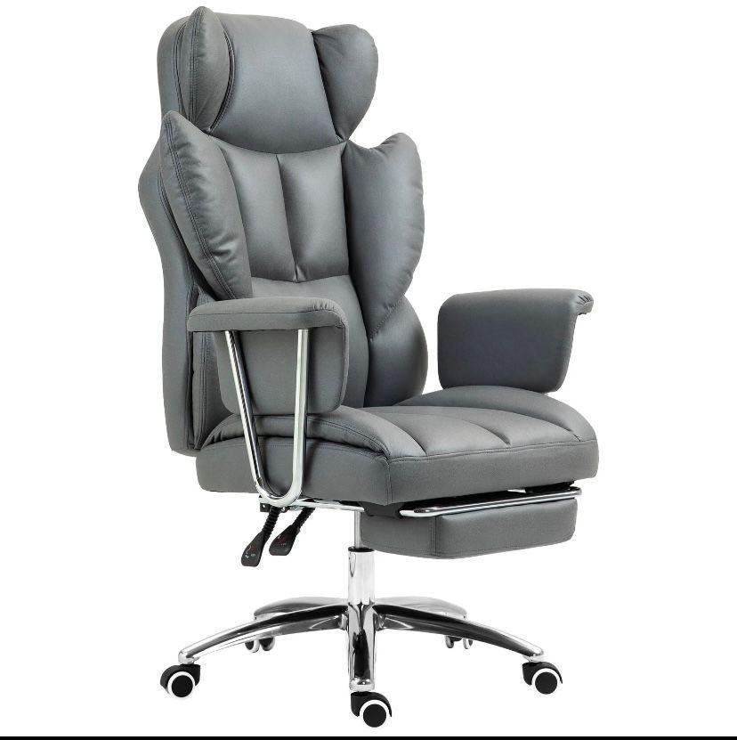 Ergonomischer Bürostuhl mit Liegefunktion Fußstütze & Mikrofaserbezug