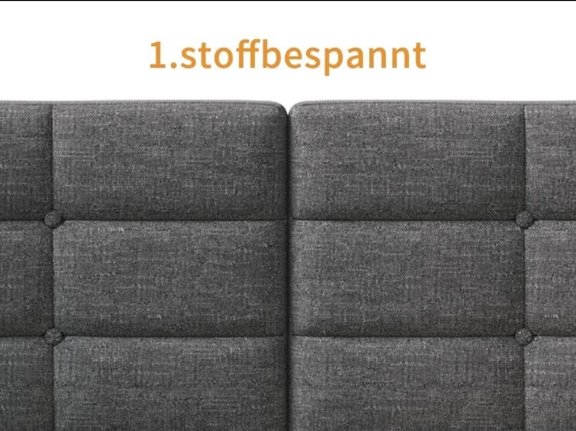 Polsterbett Grau mit LED USB & Schubladen 90x200cm
