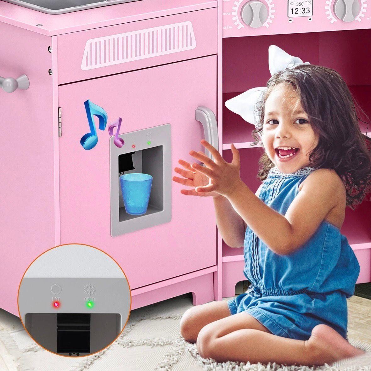 Kinder-Holzküche im Eck-Design mit Zubehör – Realistisches Spielküchen-Set