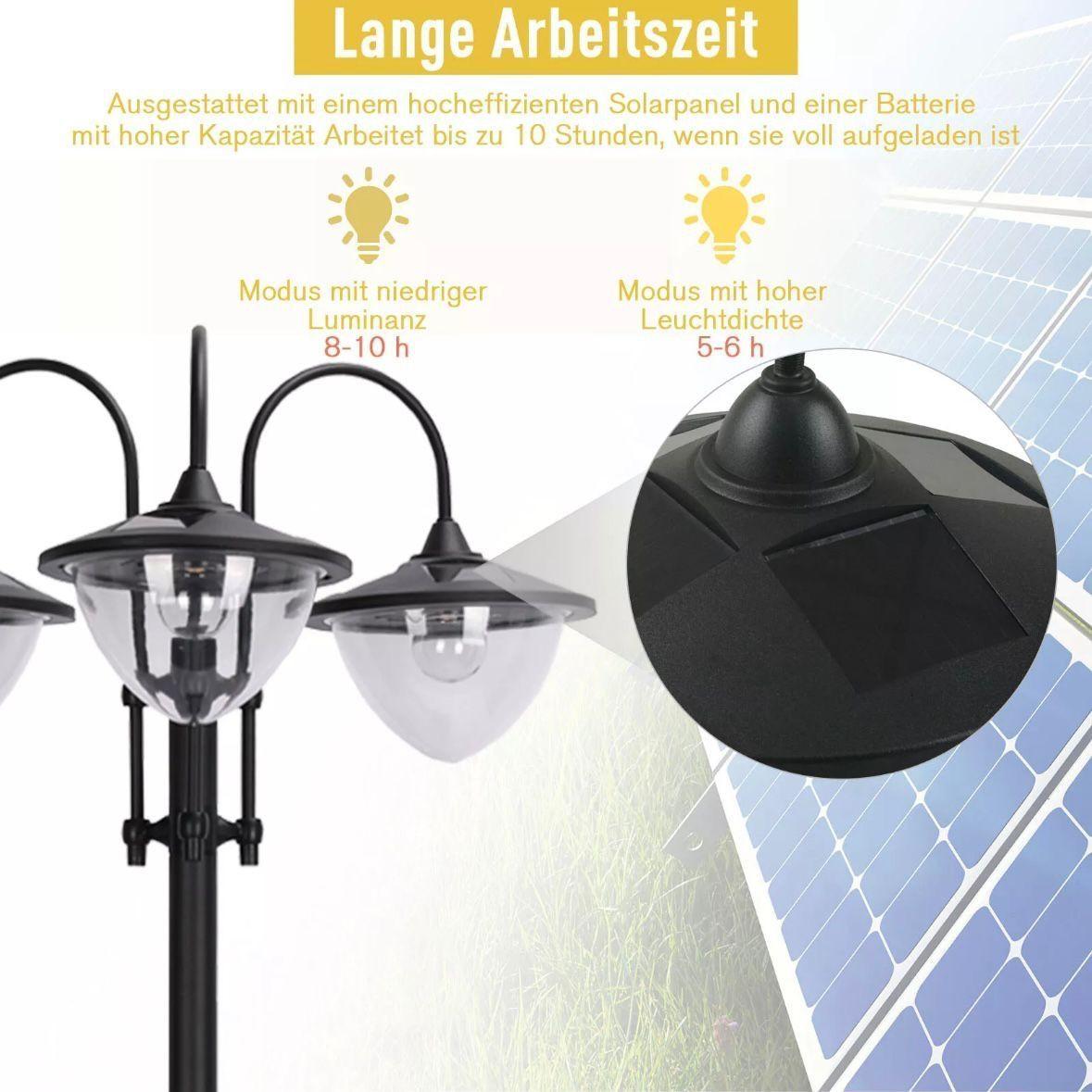 Solar Gartenleuchte 3 Lampenschirme Außenleuchte 189cm