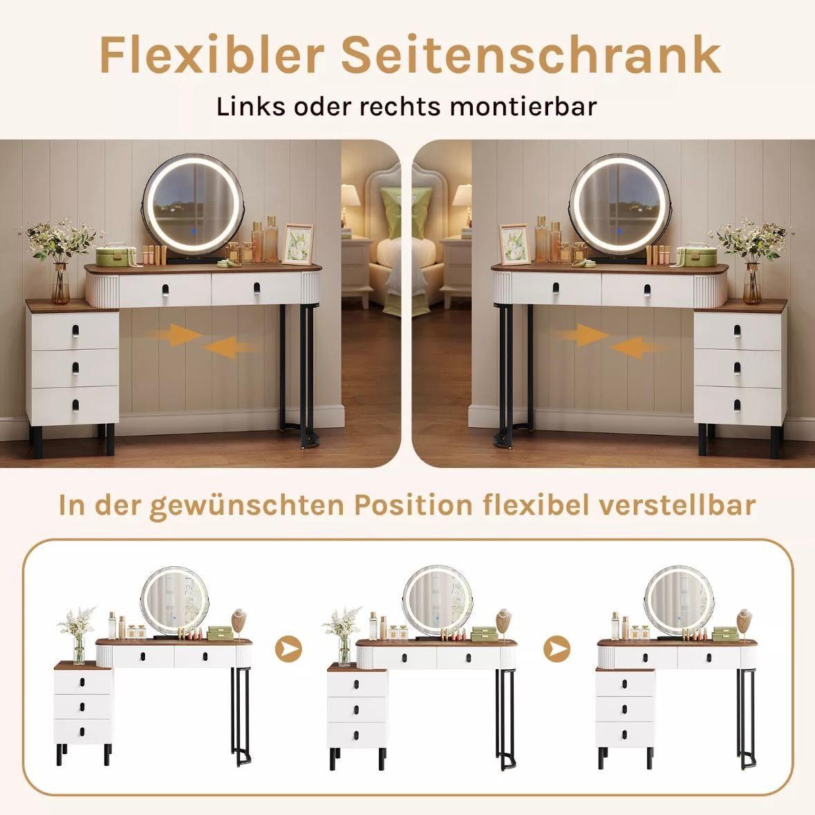 Schminktisch mit LED-Spiegel & 5 Schubladen