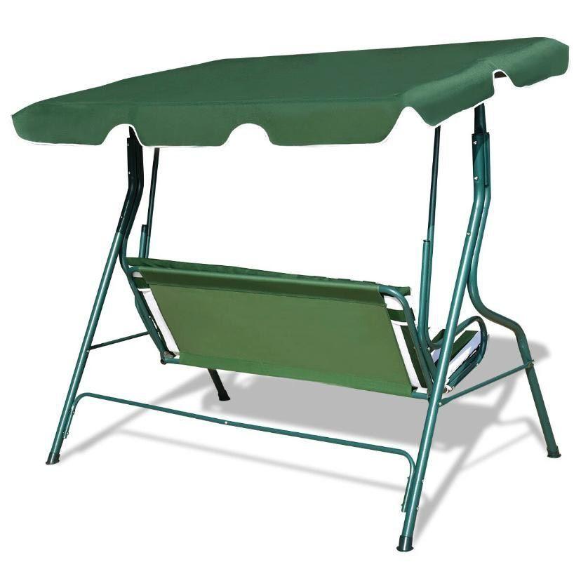 Hollywoodschaukel 3 Sitzer Grün Garten Schaukel mit Dach