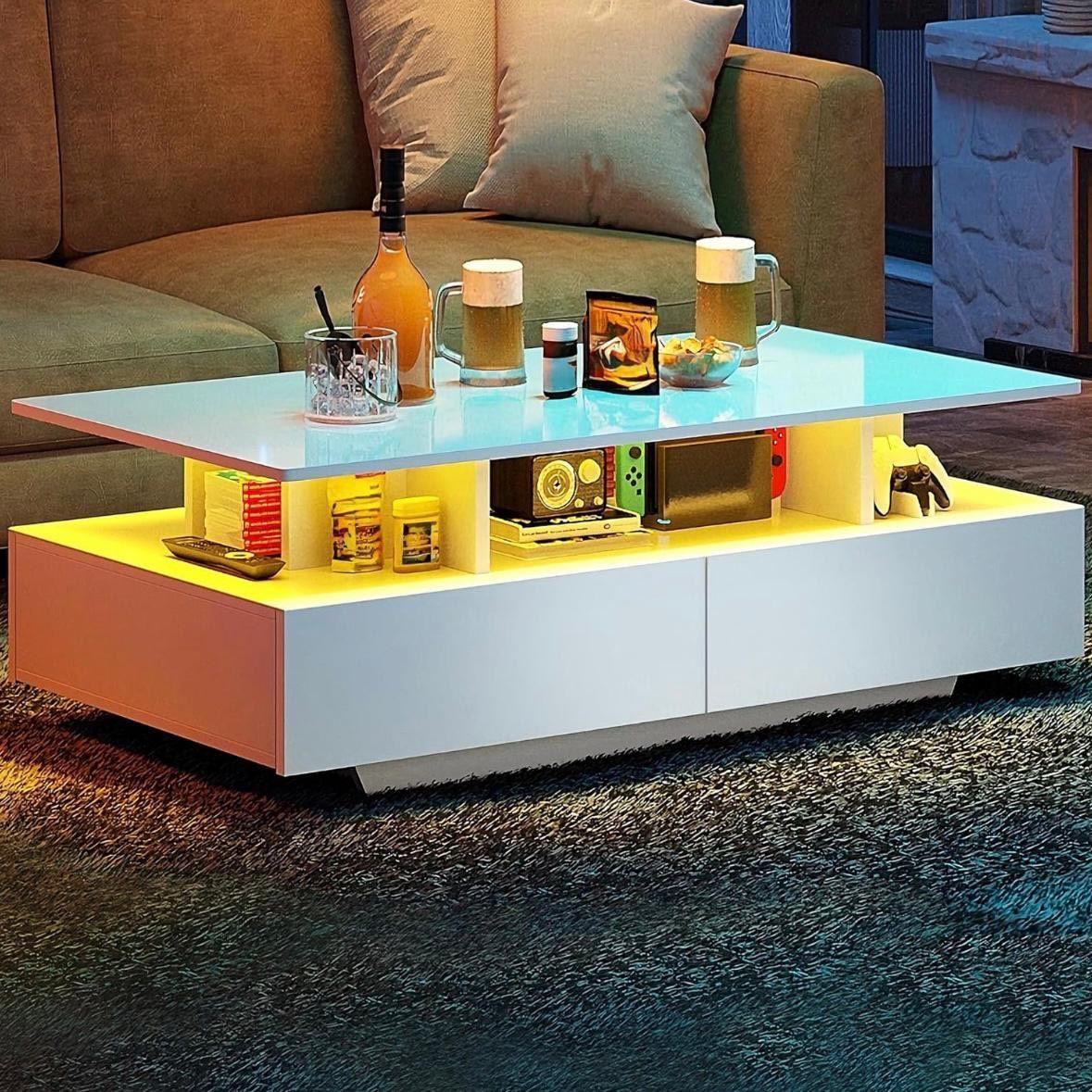 LED Couchtisch Weiß