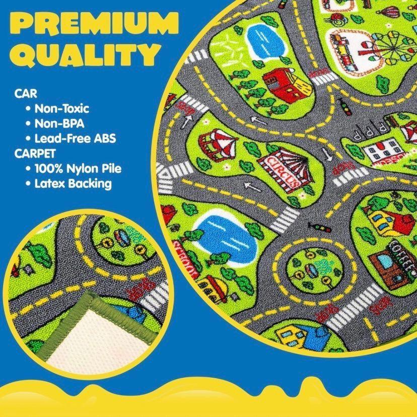 Spielteppich Stadt mit 12 Fahrzeugen Kinder Set