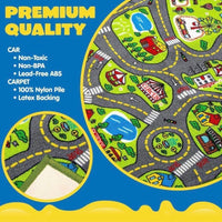 Spielteppich Stadt mit 12 Fahrzeugen Kinder Set
