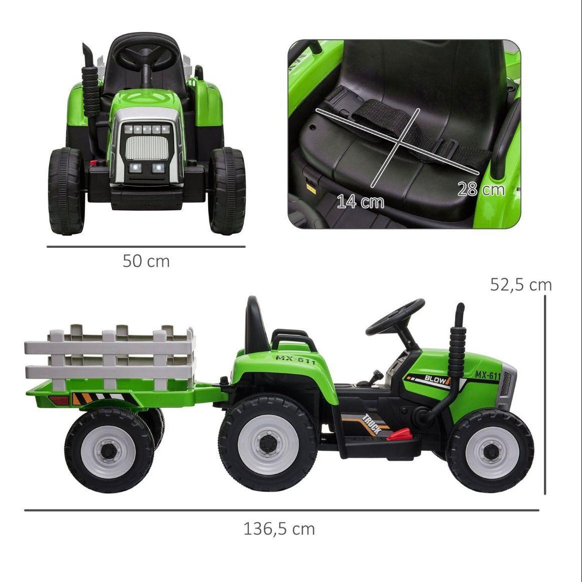 Kinder Elektro Traktor mit Anhänger 12V