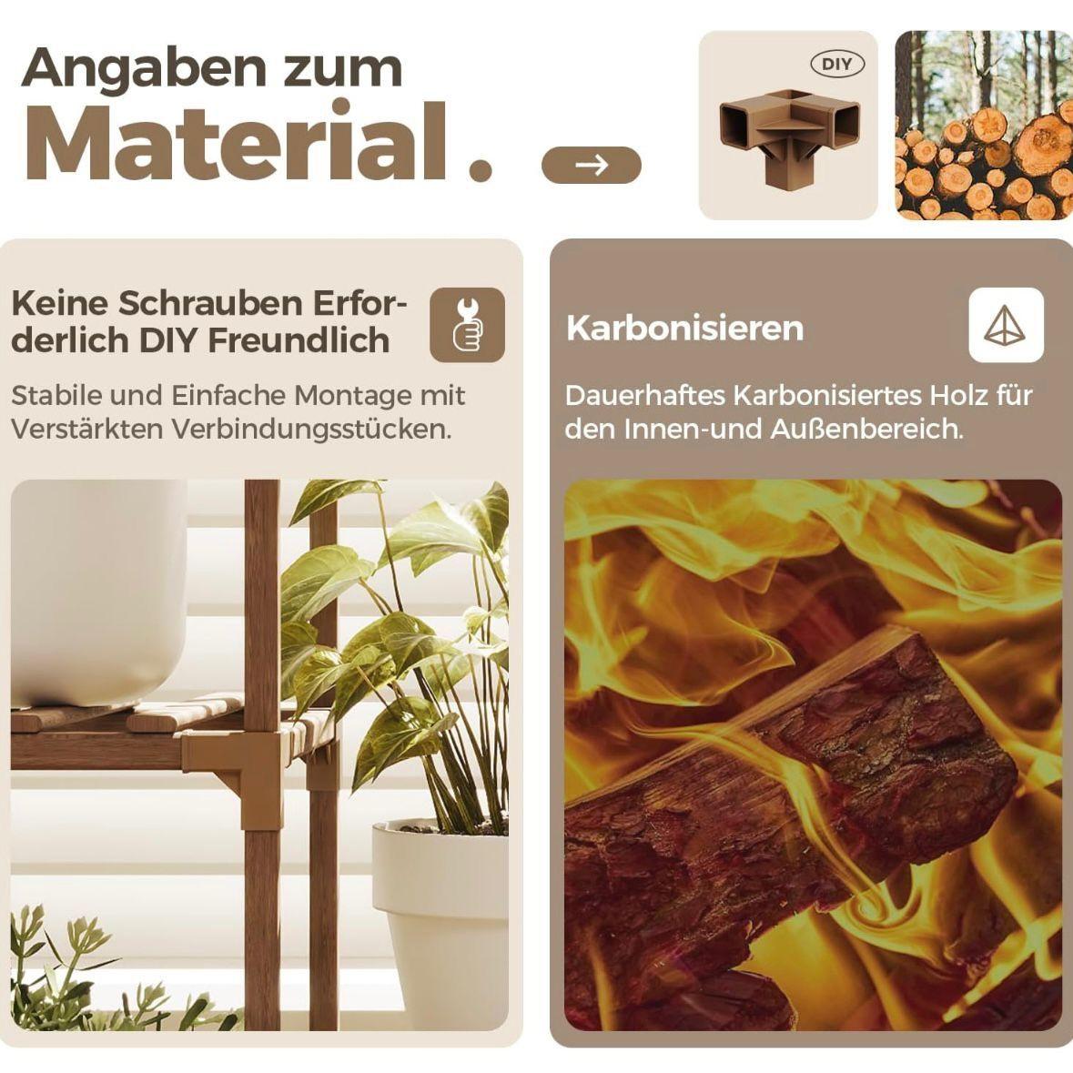 Pflanzenständer Holz Leiter Blumenregal Pflanzenhalter Indoor Outdoor