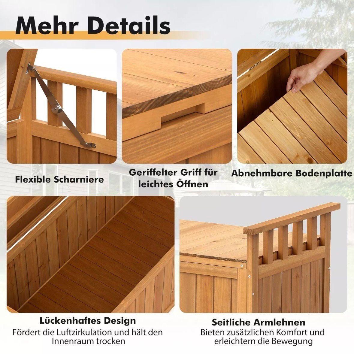 Gartenbank mit Stauraum Holz 2 Sitzer 209L