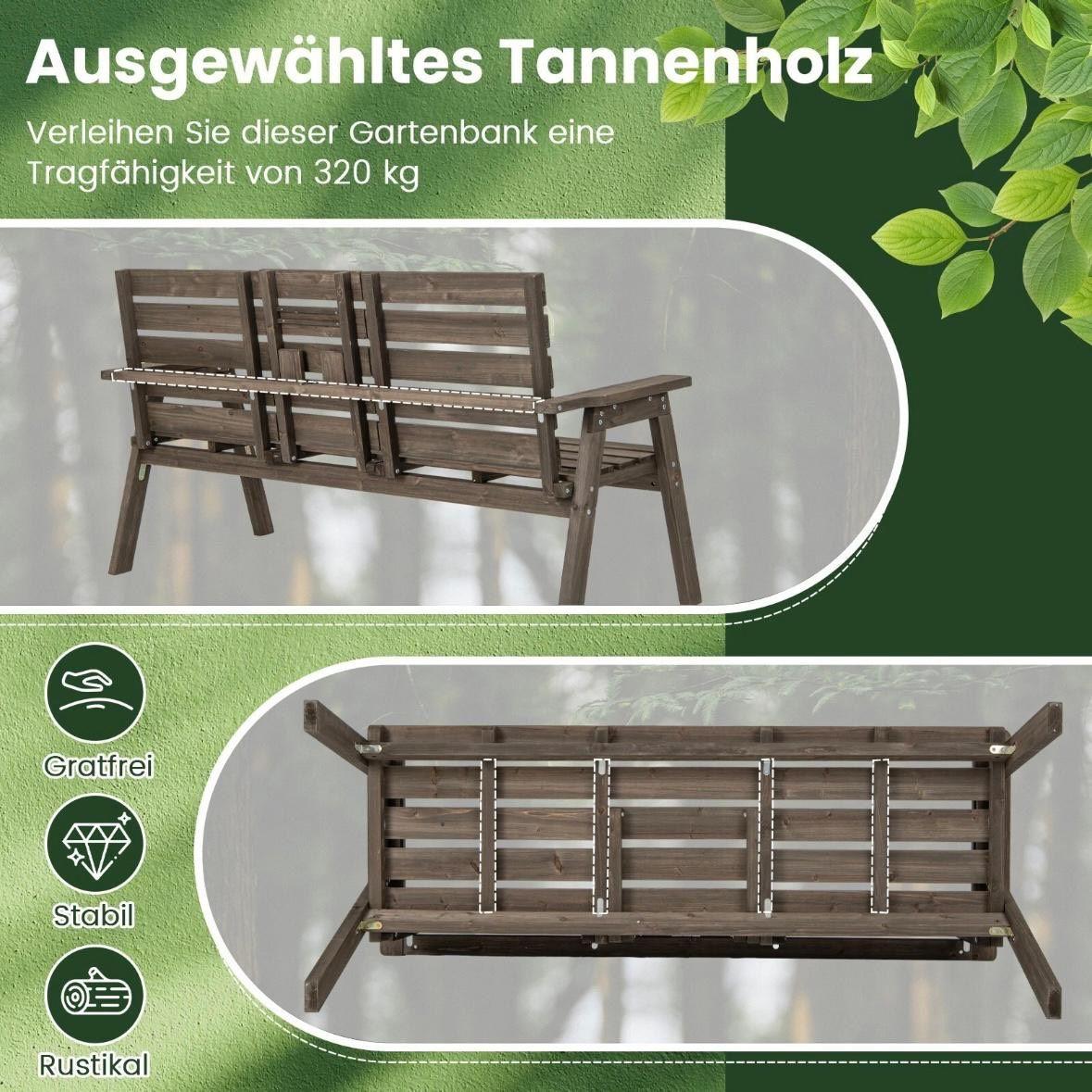 Gartenbank Holz 3 Sitzer mit Klapptisch Tannenholz
