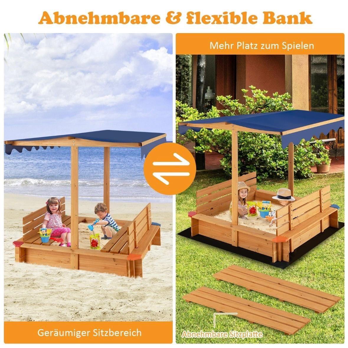 Sandkasten aus Zedernholz mit Dach & Sitzbänken
