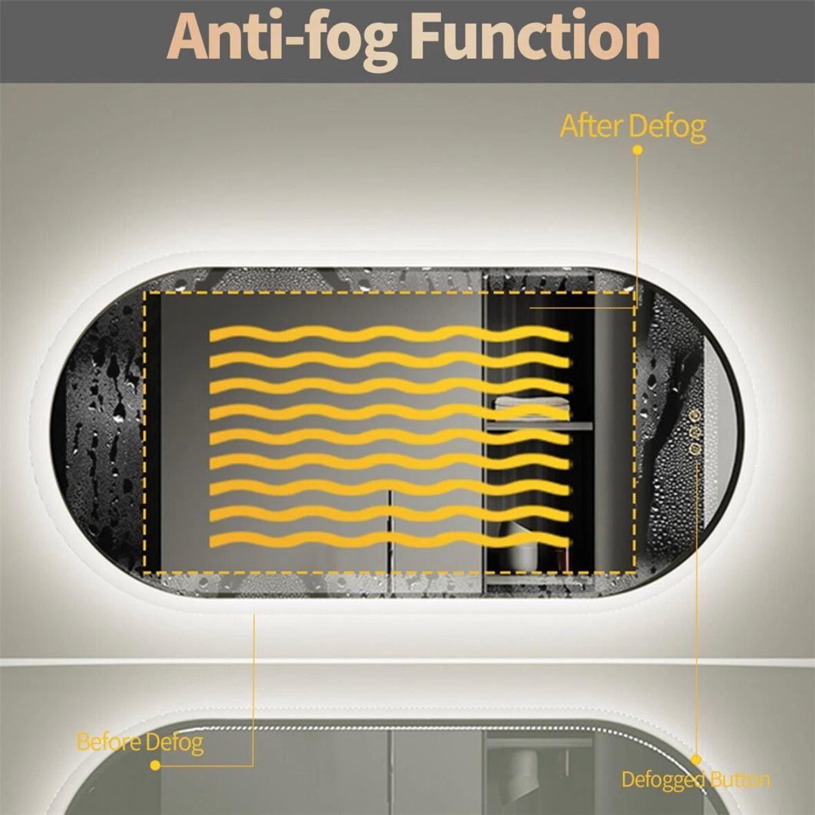LED Badspiegel 80×50 cm Oval – Wandspiegel mit Beleuchtung, Touch & Anti-Beschlag