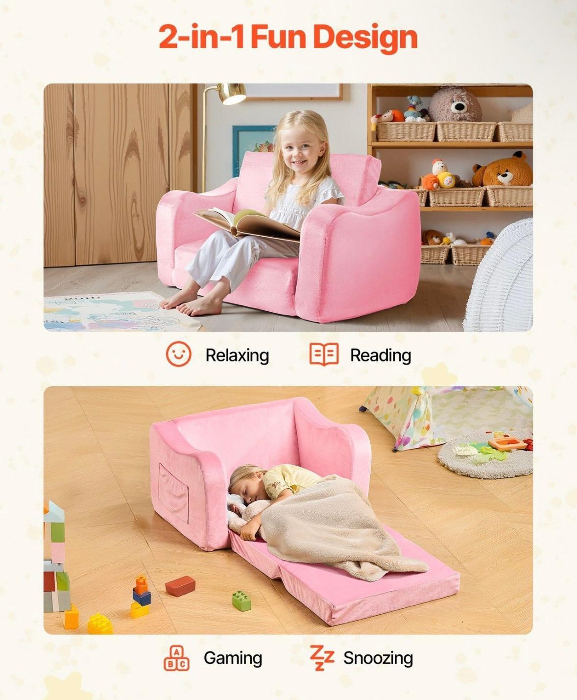 Multifunktionales 2-in-1 Kindersofa – Mini-Couch & Schlafbett