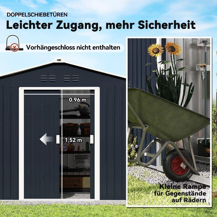 Gerätehaus Metall 4,9 m² Gartenhaus Stahl Geräte Schuppen