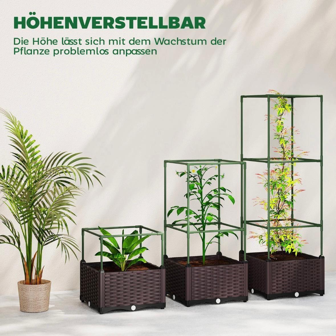 Hochbeet mit Rankgitter 3er Set Pflanzkasten Balkon Garten