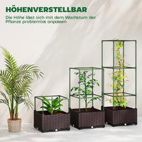 Hochbeet mit Rankgitter 3er Set Pflanzkasten Balkon Garten