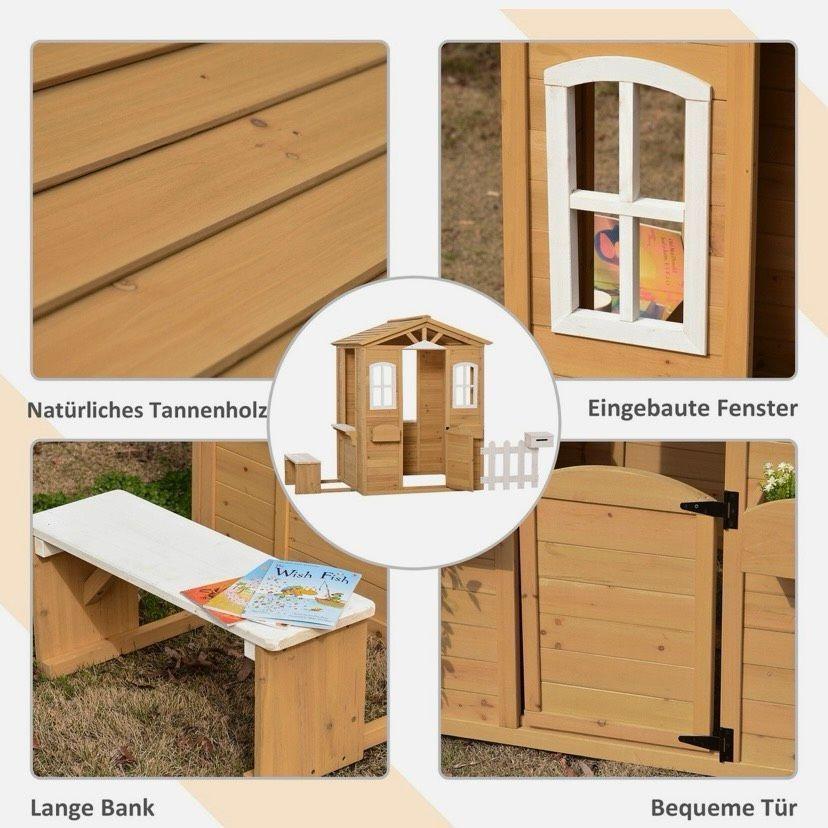 Holz Kinderspielhaus Gartenhaus mit Bank