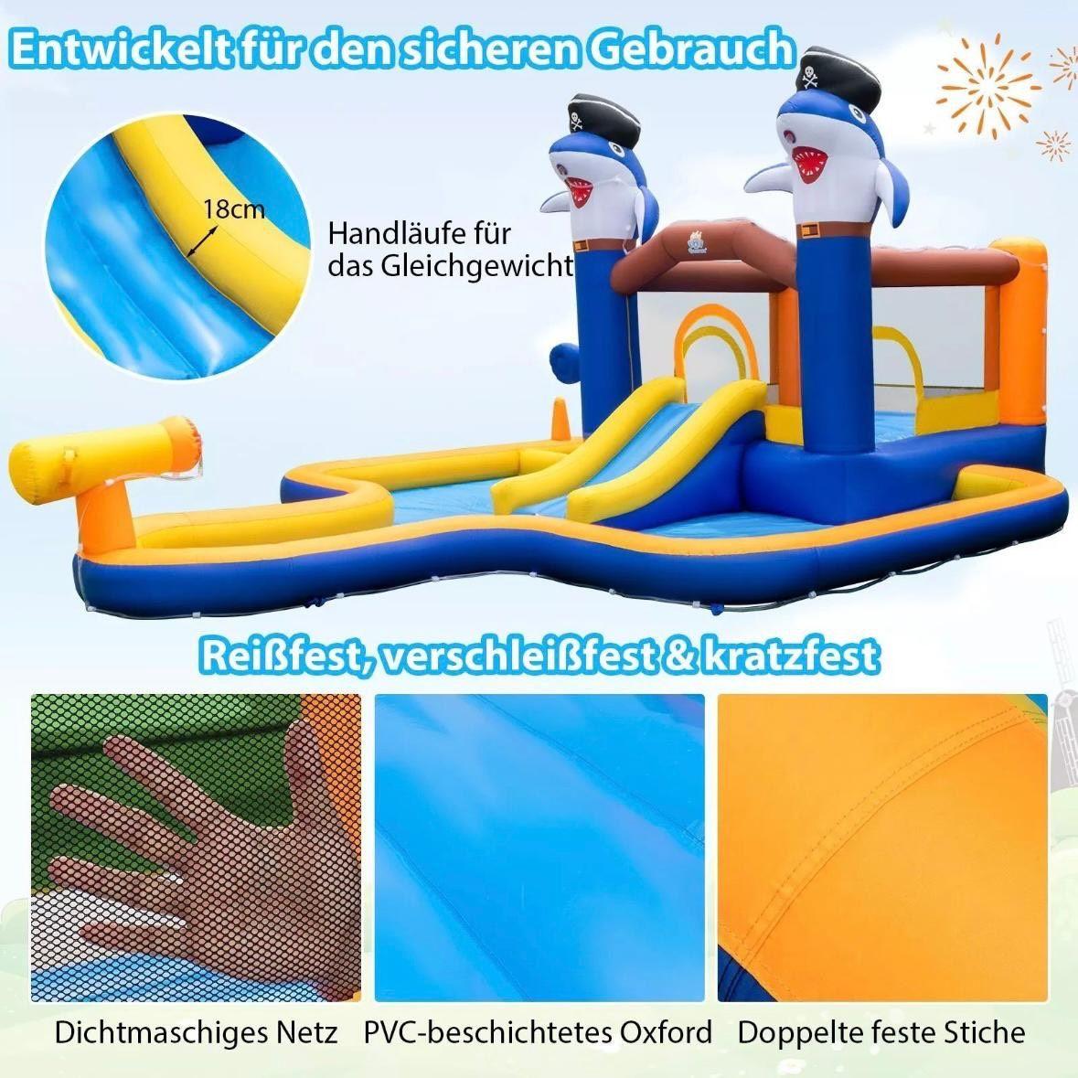 Aufblasbare Hüpfburg mit Wasserrutsche & Pool – Kinder Spielburg Garten
