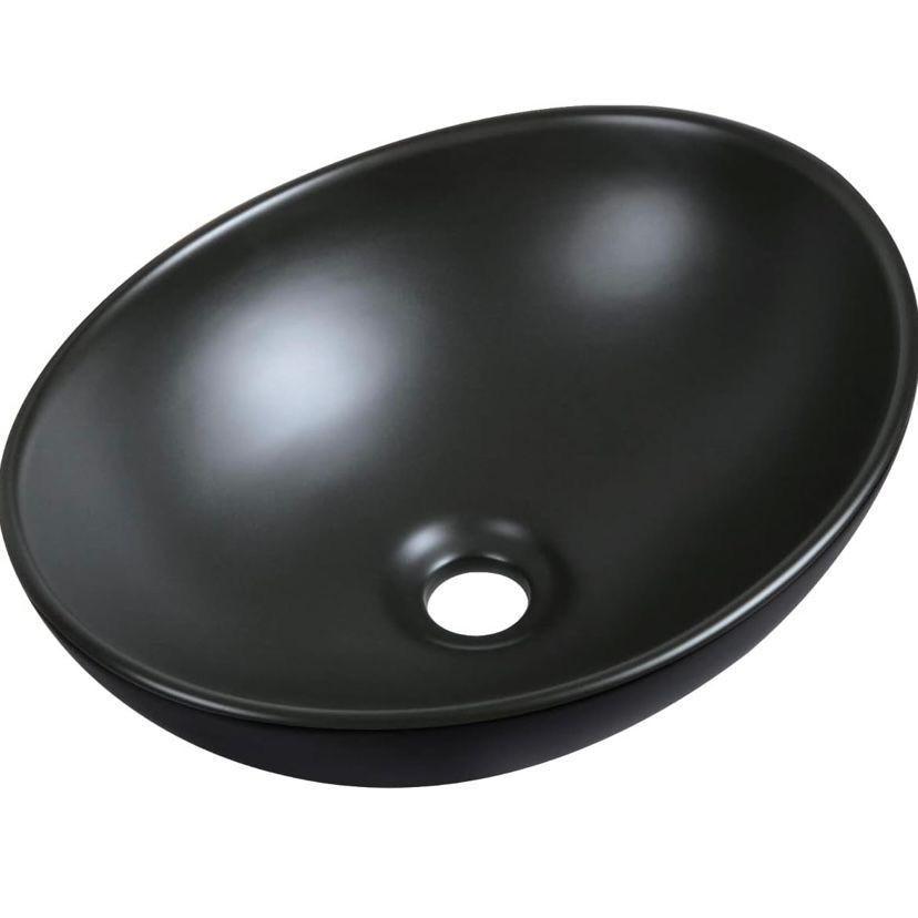 Aufsatzwaschbecken Schwarz Oval 40 × 33 cm Keramik