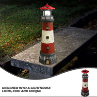 Solar Leuchtturm Garten Deko LED Wetterfest