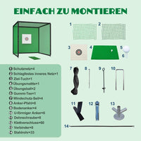 Golf Übungsnetz 3×3x3m Trainingskäfig mit Zieltuch