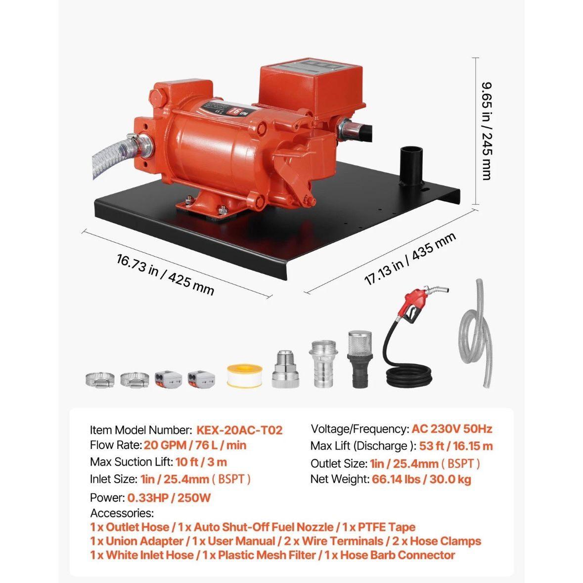 Dieselpumpe 230V 76l/min Zapfpistole