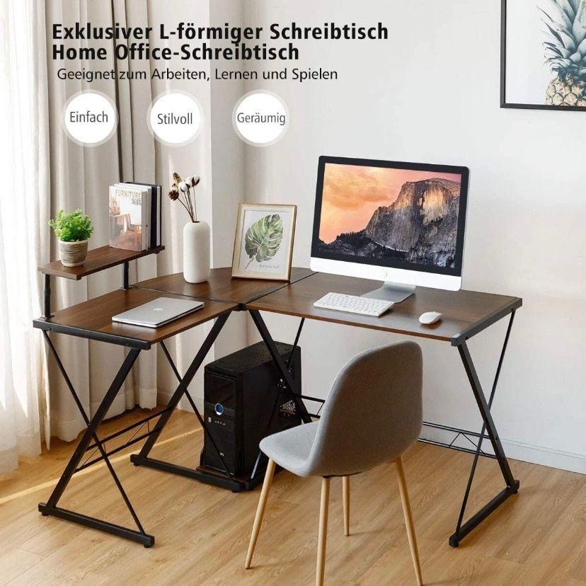 Schreibtisch L Form Eckschreibtisch Computertisch Monitorständer