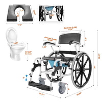 Toiletten- & Duschrollstuhl mit PU-Sitz und Aluminiumrahmen