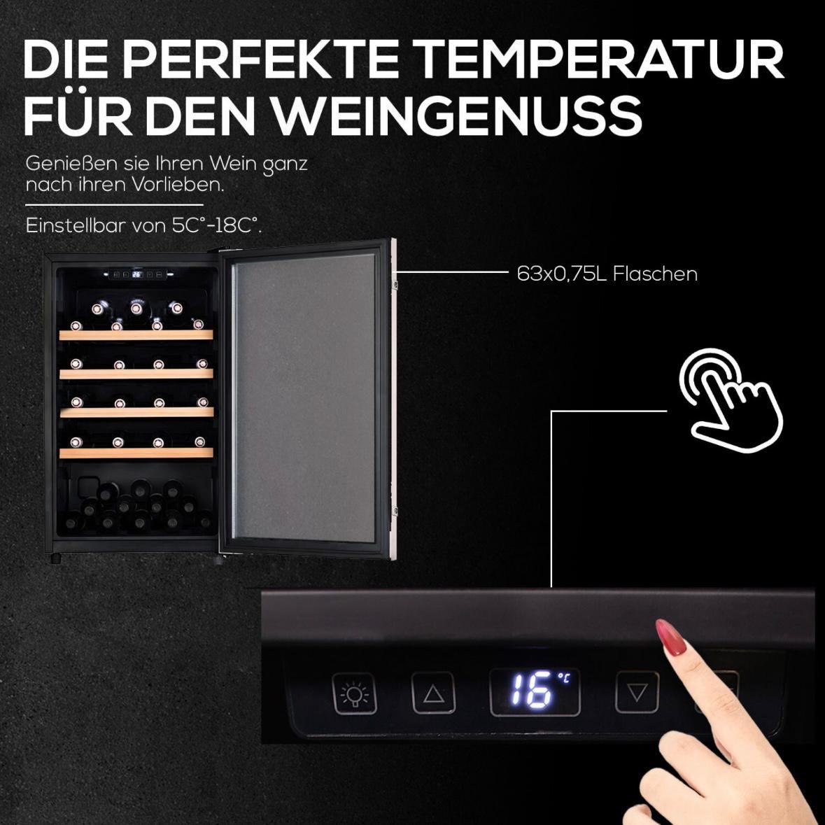Weinkühlschrank 126L für bis zu 63 Flaschen LED